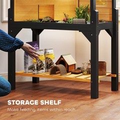 Wooden Tortoise Habitat Storage Shelf Clear Windows Openable Top Lamp Holder