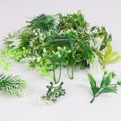 Aquarium Plant 50 Piece Plastic Green White Artificial Fish Tank Decor Washable