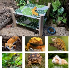 Bearded Dragon Bed Double-Layer Wood Reptile Lizard Lounger Sleeping Hammock …