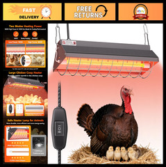 Large 300W Heat Lamp for Chickens – Adjustable Carbon Fiber Brooder Heater, 2 Te