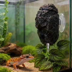 Reptile Water Dish with Dripper, Adjustable Wall-Mounted Water Bowl for Terra…