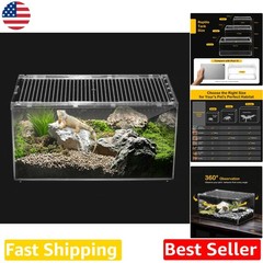 Gecko Habitat: XL Clear Terrarium, Rimless Design, Easy Clean, 360° View