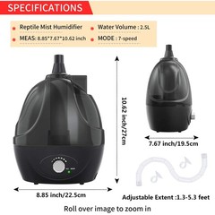 BETAZOOER Reptile Humidifiers Mister Fogger with Two Hose, Black-2 Tube