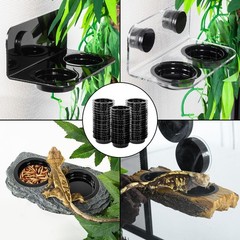 Magnetic Reptile Ledge, Acrylic Gecko Feeding Ledge with 6PCS Cups, Reptile F…