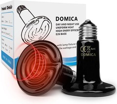 DOMICA 150W 2 Pack Reptile Heat Bulb, Beared Dragon Ceramic Heat Emitter, E26 No