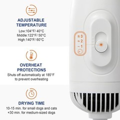 3-in-1 Pet Hair Dryer & Slicker Brush for Dogs & Cats – Portable, Quiet, Adju…