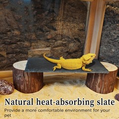Bearded Dragon Basking Platform,8×4×2.4inch Reptile Heat Storage Slate Stone …