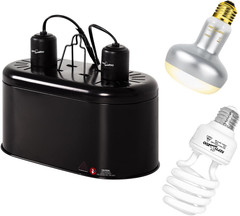Reptile Heat Lamp Combo Pack with Dual Reptile Light Fixture, 100W Intense Baski