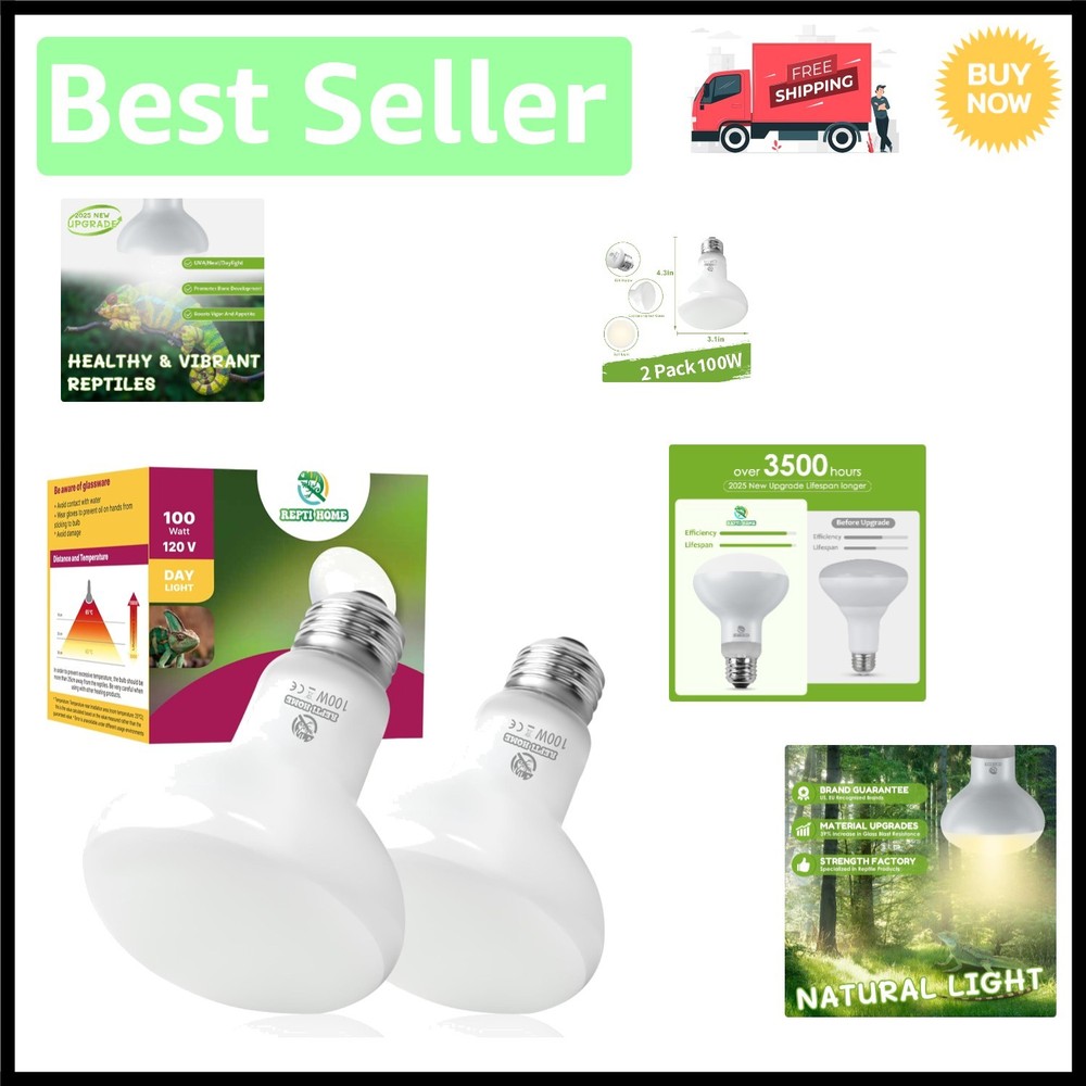 Efficient 100W Reptile Heat Light Bulbs – 2 Pack for Warmth and Comfort