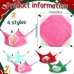 4 Pcs Rat Hammock for Cage Small Animal Hanging Ferret Hammocks for Rat Doubl…