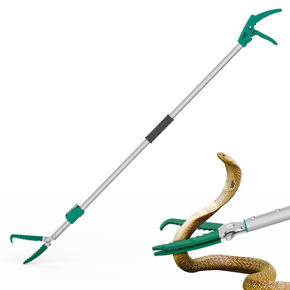 78″ Extendable Snake Grabber Reptile Tongs Rattle Snake Catcher Wide Jaw Hand…