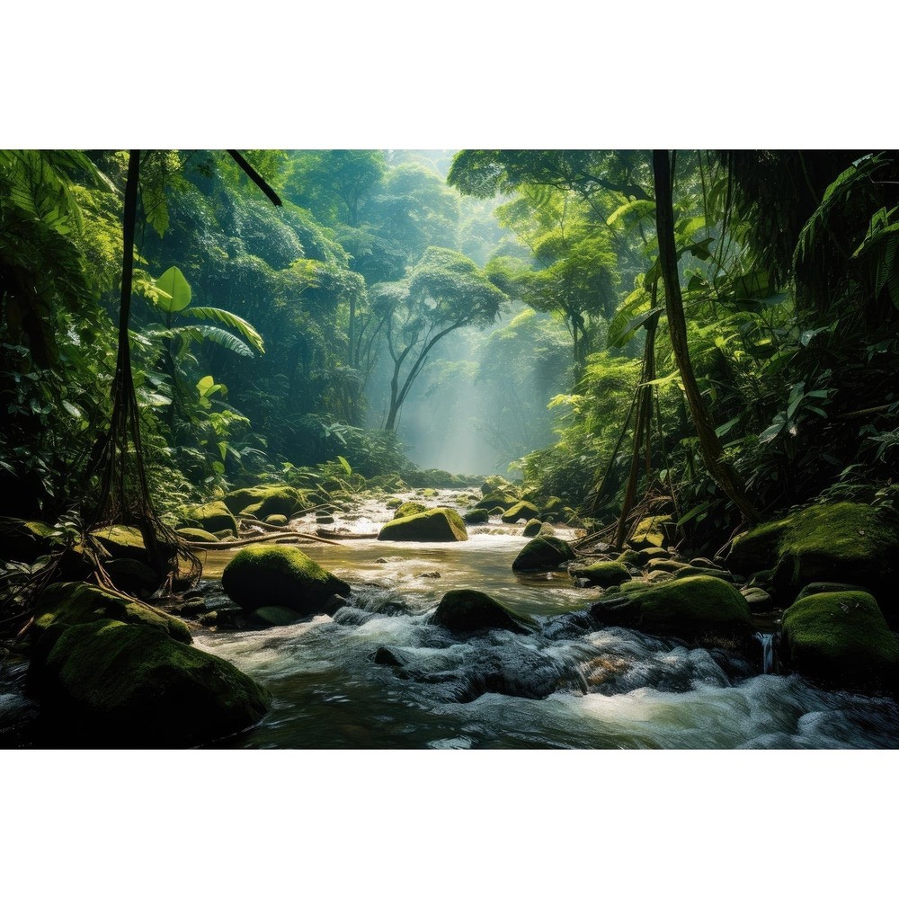 Jungle Rainforest Aquarium Background Tranquil Stream Meanders Fish Tank Back…
