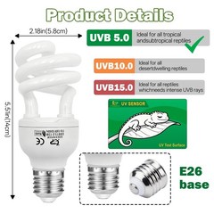 15W 5.0 UVB Reptile Light Bulb Tropical UVA Fluorescent Terrarium Lamp