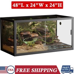 120 Gallon Reptile Terrarium Enclosure Sliding Doors Top Ventilation 48″x24″x24″