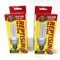 Two Zoo Med ReptiSun 10.0 UVB Mini Compact Fluorescent 13 Watt Bulb (2 Pack)
