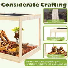 Reptile Tank, 65 Gallon Beard Dragon Tank, Tempered Glass Reptile Encloure and S