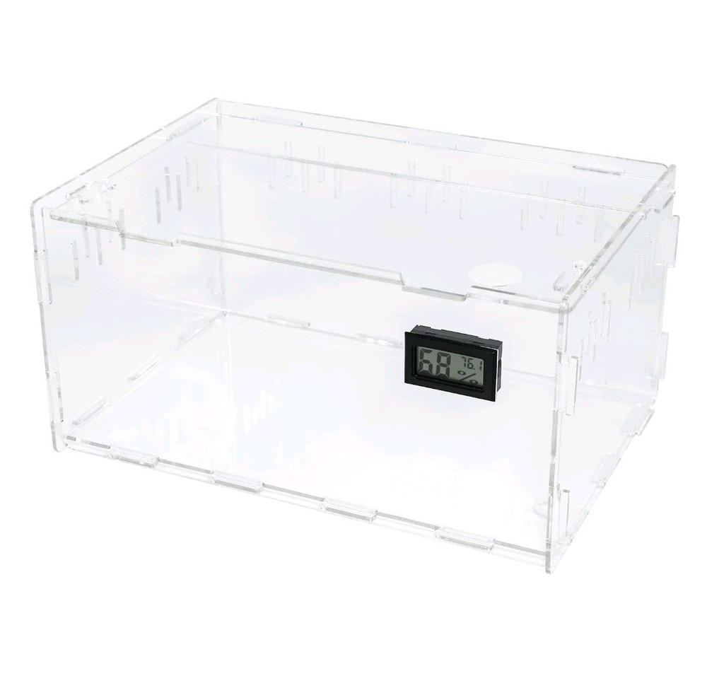 Reptile Terrarium Breeding Tank Acrylic Reptile Feeding Box with Temperature …