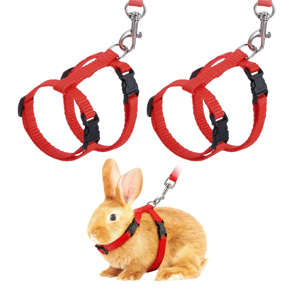 2Pcs Rabbit Harness and Leash Small Animal Harness Red
