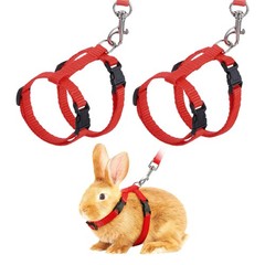 2Pcs Rabbit Harness and Leash Small Animal Harness Red