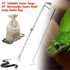 52″ Heavy Duty Reptile Snake Tongs Grabber Retractable Hook Catcher Hunting Bag