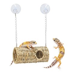 Reptile Tank Accessories, Hanging Rattan Hollow Cave Hideout Natural Brown