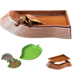 3PCS Tortoise Water Bowls with Ramp – Reptile Food & Bathing Dish for Gecko, Tur