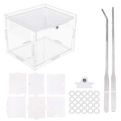 Flyan Acrylic Reptile Feeding Box 3.9×3.15×2.75 inch 5 Piece Set, White