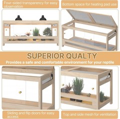 80 Gallon 4x2x2 Reptile Enclosure, Large Reptile Tank with Mesh Lid, Bearded …