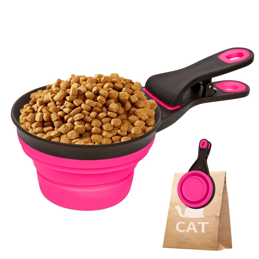 Collapsible Silicone Dog Food Scoop Foldable Pet Food Measuring Cup with Bag …