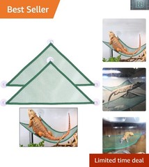 Triangular Green Bearded Dragon Hammock Set – 2 Breathable Loungers for Lizards