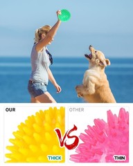 4 Pack 4.5” Heavy Duty Squeaky Dog for Medium Large Dogs, Spikey Dog Toys for…