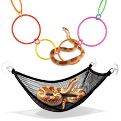 6-Ring Snake Climbing & Basking Hanging Hammock with Lounger Bed – Reptile Ha…