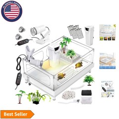Acrylic Turtle Tank Starter Kit with Light & Filter – White