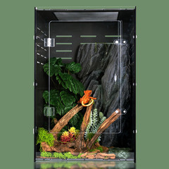 16″ X 16″ X 24″ Black PVC Reptile Enclosure, Large Front Opening Arboreal Terrar