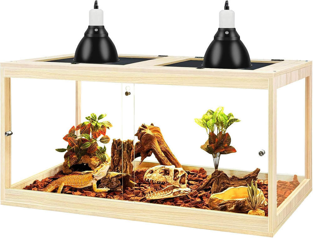 Reptile Tank, 65 Gallon Beard Dragon Tank, Tempered Glass Reptile Encloure and S