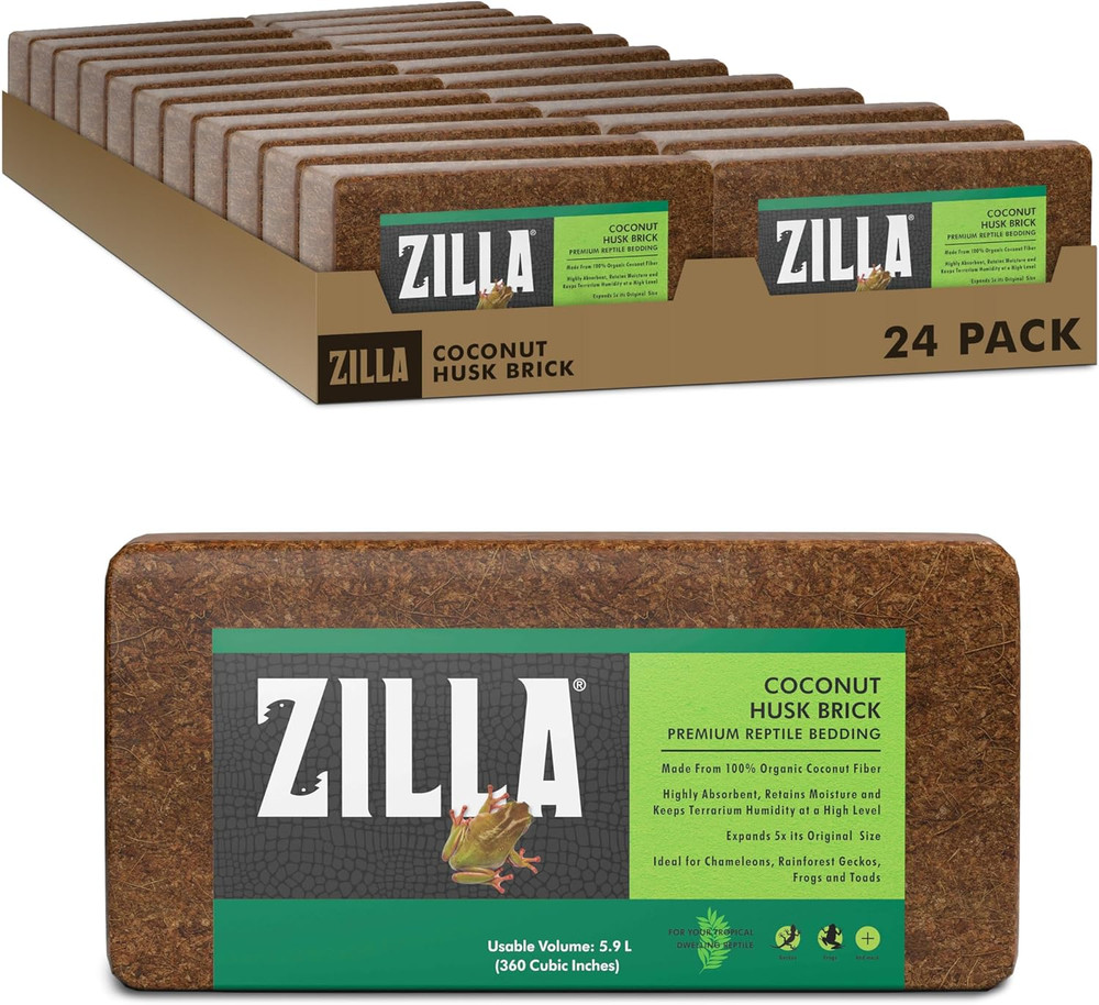 Coconut Husk Brick 24 Count, Organic Bedding for Reptiles, Made with 100% Coconu
