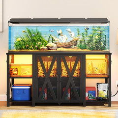 Heavy Duty 90-120 Gallon Reptile Tank Stand with LED Light & Storage Cabinet