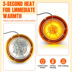300W Heat Lamp for Chicken Coop – Waterproof Chicken Coop Heater for Indoor &