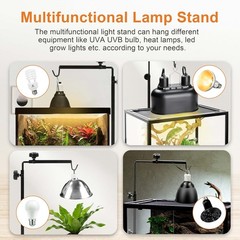 Reptile Lamp Stand, Adjustable 15″-36″ Floor Light Holder Stand Metal Bracket fo