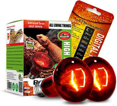 Infrared Heat Lamp Bulbs 75W 2 Pack,Red Basking Spot Light Bulb Reptile Heating