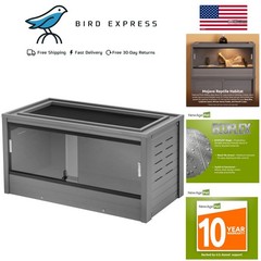 36 inch Reptile Habitat Enclosure with Lockable Sliding Doors and Mesh Top