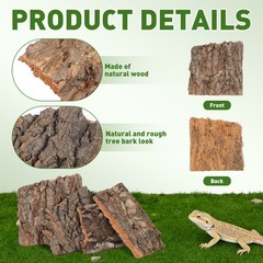 4Pcs Reptile Bark Climbing Platforms Natural Tree Bark Pet Terrarium Decor