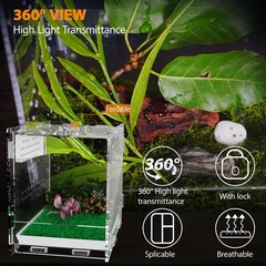 4.45×4.94×5.71 Inch Acrylic Jumping Spider Enclosure Insect Terrarium Arboreal