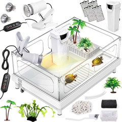 Small Turtle Tank Kit(Tank+Light+Filter), Acrylic Turtle Tank Starter Kit with B