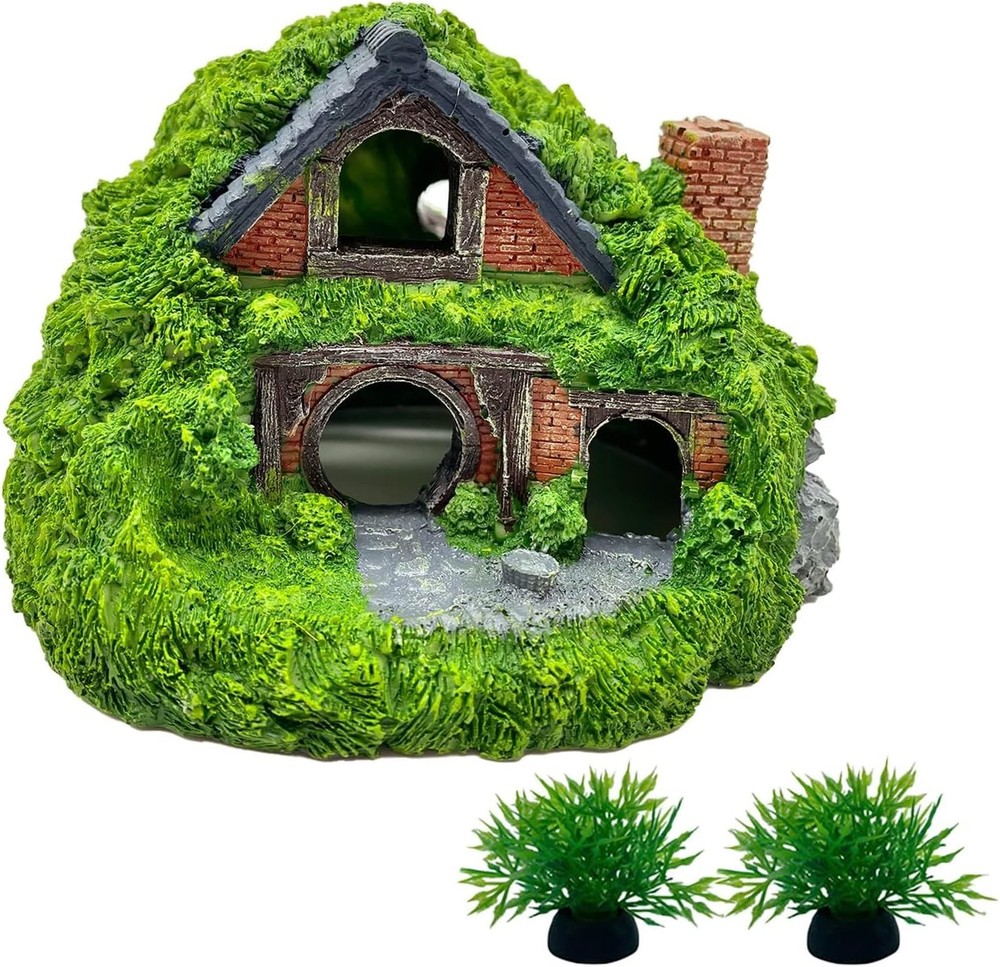 Tfwadmx Fish Tank Hobbit Decorations,Resin Small Fish Cave Hideout House,Aqua…