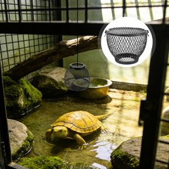 Black Heat Lamp Cage for Reptile Terrarium with Anti Scald Lamp Mesh Cover