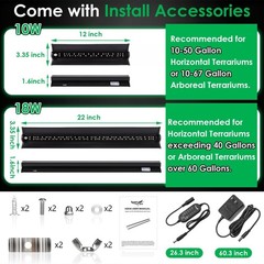 UVB Light for Reptiles, 18W HO LED UVB Reptile Light Fixture UVA UVB Lamp Bul…