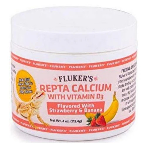 Strawberry Banana Flavored Repta Calcium 4 oz By Flukers