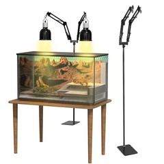 15.7-74.3 inch Dual Reptile Heat Lamp Stand Reptile Light Stand with Flexible…