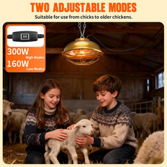 300W Heat Lamp for Chicken Coop – Waterproof Chicken Coop Heater for Indoor &